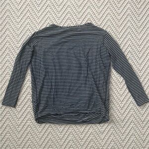 Lululemon LA Relaxed Fit Tee Top Striped 3/4 Sleeve
